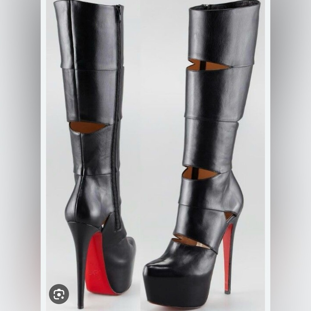 💯 Authentic Christian Louboutin “Bandita” Black Leather Boots 160mm Size 36.5!! - Picture 2 of 15